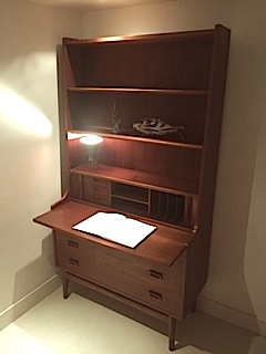 Teak bookcase with desk