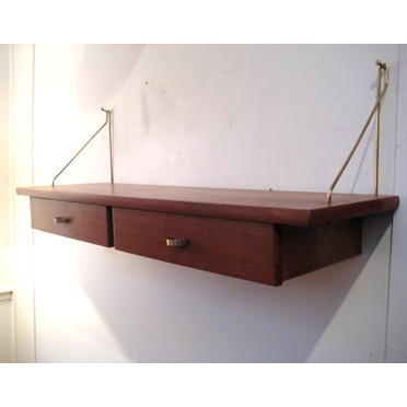 Danish Teak Two Drawer Shelf